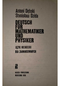 Deutsch fur mathematiker und physiker. Język niemiecki dla zaawansowanych