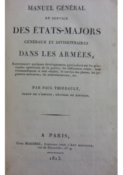 Des Etats -Majors,1813r.