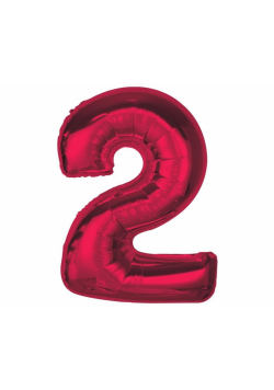 Balon foliowy cyfra 2 czerwona Smart 92cm