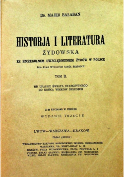 Historja i literatura żydowska Tom II 1937 r.