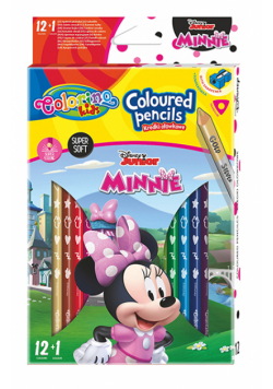 Kredki ołówkowe trójkątne Colorino Kids 13 kolorów 12 sztuk z temperówką Minnie