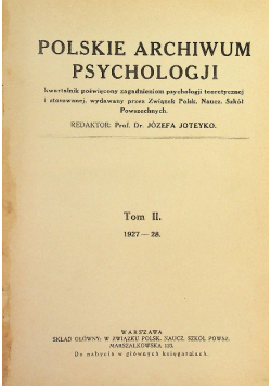 Polskie archiwum psychologji Tom II  1927 1928 r.