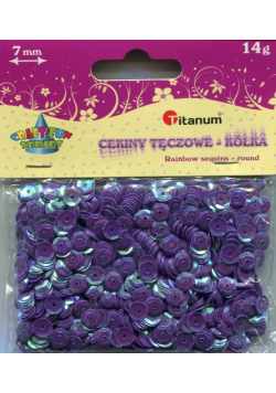Cekiny tęczowe kółka 7mm 14g fioletowe