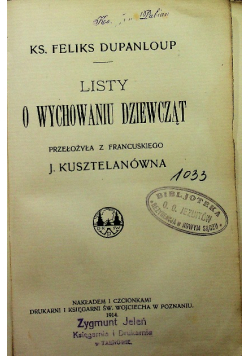 Listy o wychowaniu dziewcząt 1914 r.
