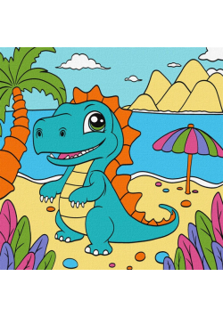 Malowanie po numerach - Zabawny dinozaur 25x25cm