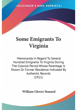 Some Emigrants To Virginia