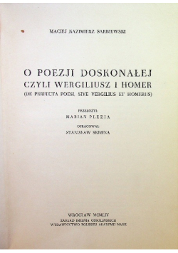 O Poezji doskonałej czyli Wergiliusz i Homer