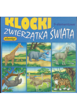Klocki 9 elementowe zwierzęta świata niebieski