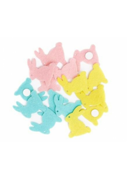 Naklejki z filcu króliczki 4cm 15szt pastel