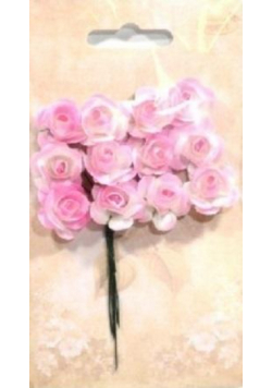 Różyczki papierowe 12szt różowo-białe