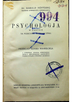 Psychologja w zakrysie na podstawie doświadczenia 1911 r.