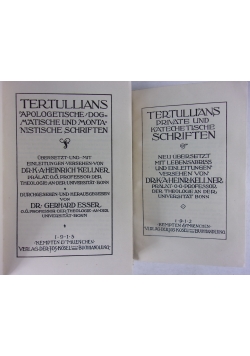 Tertullians Private und kateche Tische/ Tertullians Apologetische,1912