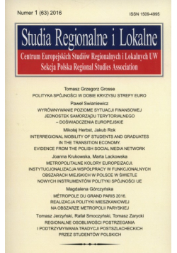 Studia Regionalne i Lokalne 1/2016