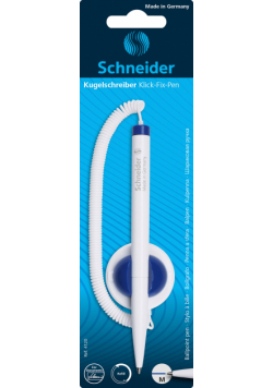 Długopis klick-fix-pen Schneider, na sprężynce, samoprzylepny, M, blister, biały / niebieski