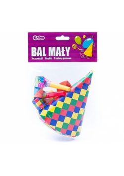Bal mały 3 czapeczki 3 trąbki 3 baloniki