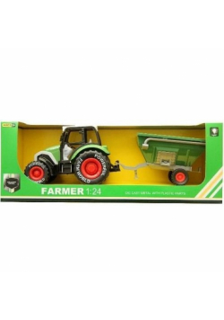 Traktor z przyczepą Farmer 1:24 metalowy