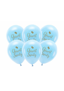 Balony Eco Chrzest Święty błękit 33cm 6szt