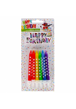 Świeczki Happy Birthday tęczowe