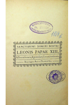 Sanctissimi domini nostri Leonis Papae XIII 1894 r.
