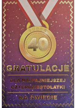 Karnet Urodziny 40 medal damskie