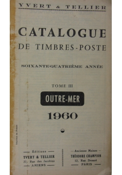 Catalogue De Timbres Poste Tom III