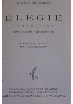 Elegie i inne pisma 1928 r.
