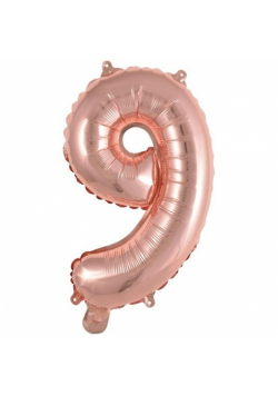 Balon foliowy mini cyfra 9 różowe złoto 30x40cm