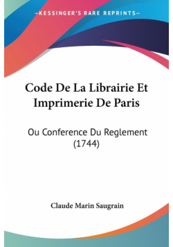 Code De La Librairie Et Imprimerie De Paris