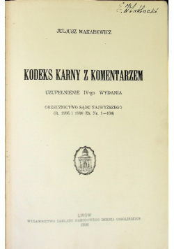 Kodeks karny z komentarzem 1936 r.