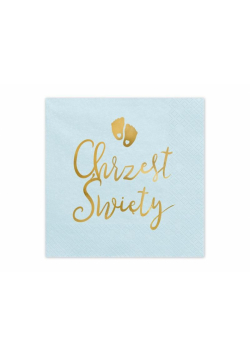 Serwetki Chrzest jasny niebieski 33x33cm 12szt