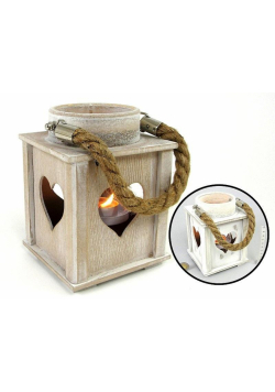 Lampion na tealight drewniany 12x16x12cm MIX