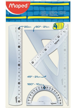 Zestaw start medium linijka 20 cm 2 ekierki kątomierz