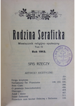 Rodzina Seraficka. Miesięcznik religijno-społeczny,tom 4,  1913r.