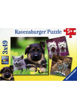Puzzle koty i psy 3x49