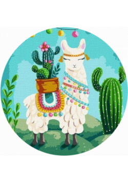 Malowanie po numerach owalne Lama
