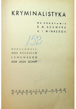 Kryminalistyka 1949 r.