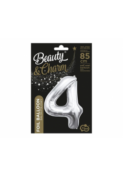 Balon foliowy B&C cyfra 4 srebrna 85cm