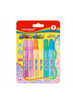 Klej brokatowy neonowe odcienie 6 kolorów 10g Keyroad blister