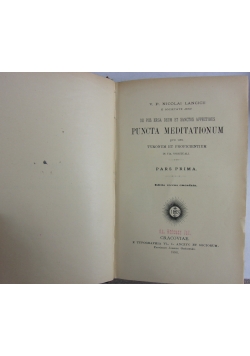 Opusculum spirituale vigesimum primum Puncta Meditationum, 1891r.
