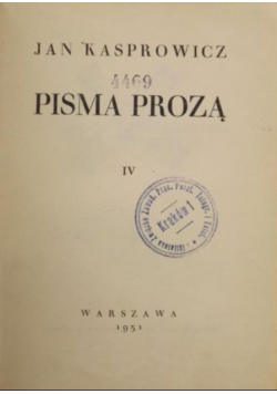 Kasprowicz Pisma prozą IV 1931 r.