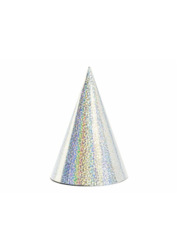 Czapeczki holograficzne srebrne 16cm 6szt