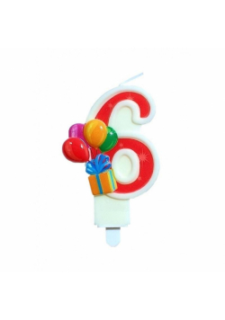 Świeczka urodzinowa 6 z balonami