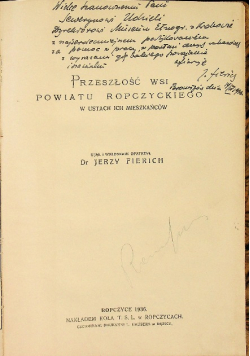 Przeszłość Wsi Powiatu Ropczyckiego 1936 r.