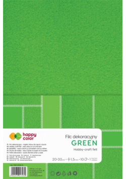 Filc dekoracyjny zielony 10szt HAPPY COLOR