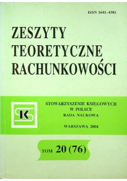 Zeszyty teoretyczne rachunkowości Tom 20