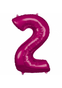 Balon foliowy cyfra 2 różowa 57x86cm