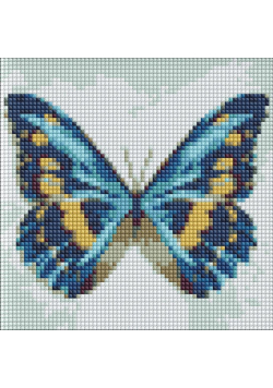 Diamentowa mozaika bez ramy - Błękitny motyl 20x20