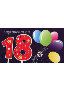 Zaproszenia urodzinowe 18-tka Balony 5 sztuk