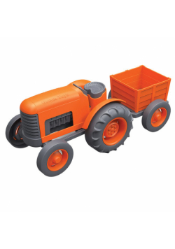 Traktor z przyczepką pomarańczowy