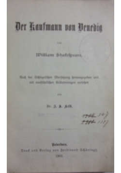 Der kaufmann von venedig, 1905 r.